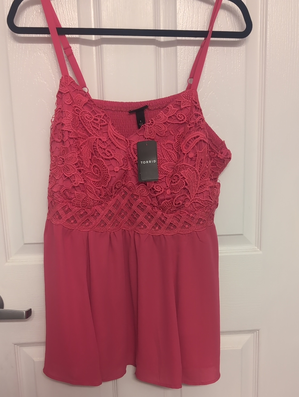 torrid Rose-Pink Lace Bodice Spaghetti Strap Top